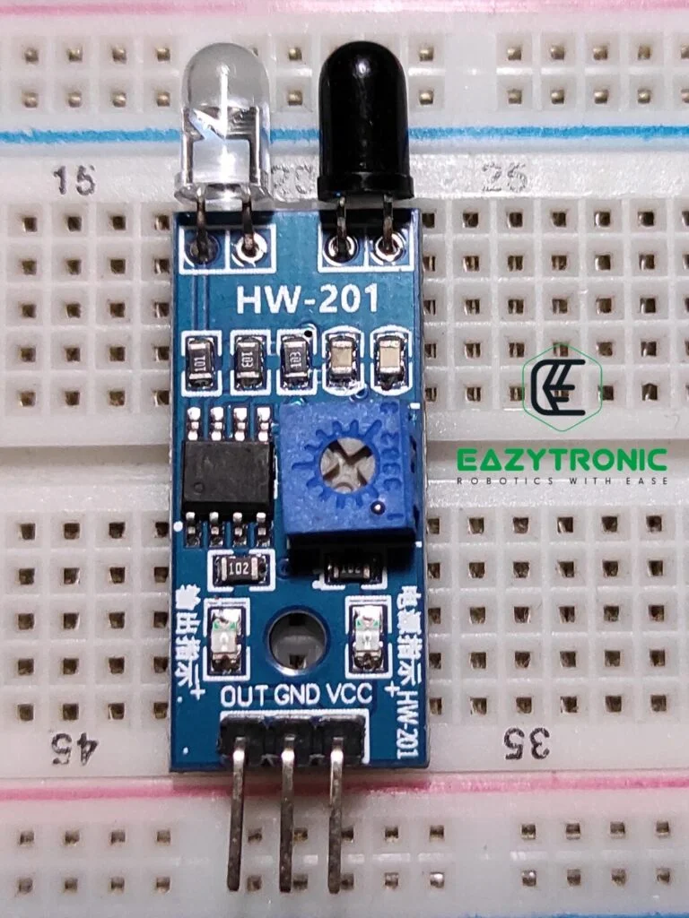 Infrared Sensor / Obstacle Detector Circuit Using LM358, Breadboard